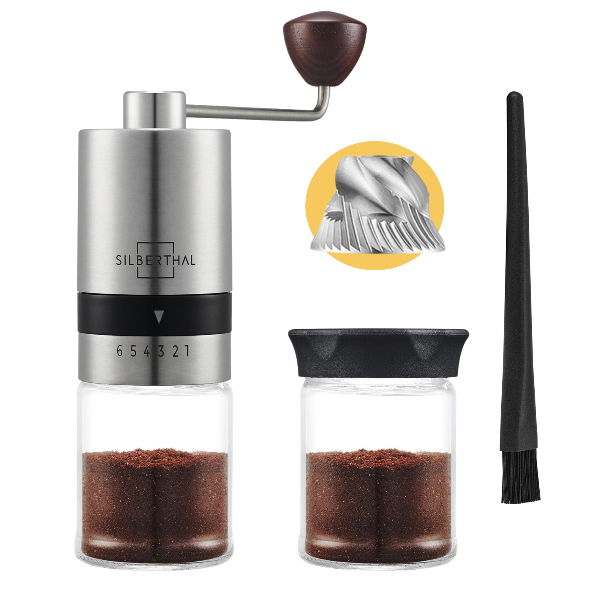 Macinacaffè Manuale Vivaant Con Macine Coniche In Acciaio "Denti Di Drago" - 6 Regolazioni, Per French Press Ed Espresso