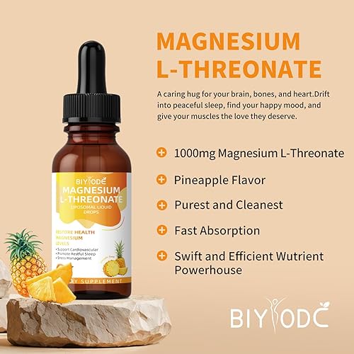 Miniatura 4 de Gotas líquidas de L-treonato de magnesio que restauran la salud Los niveles de magnesio apoyan cardiovascular promueve el control del estrés del