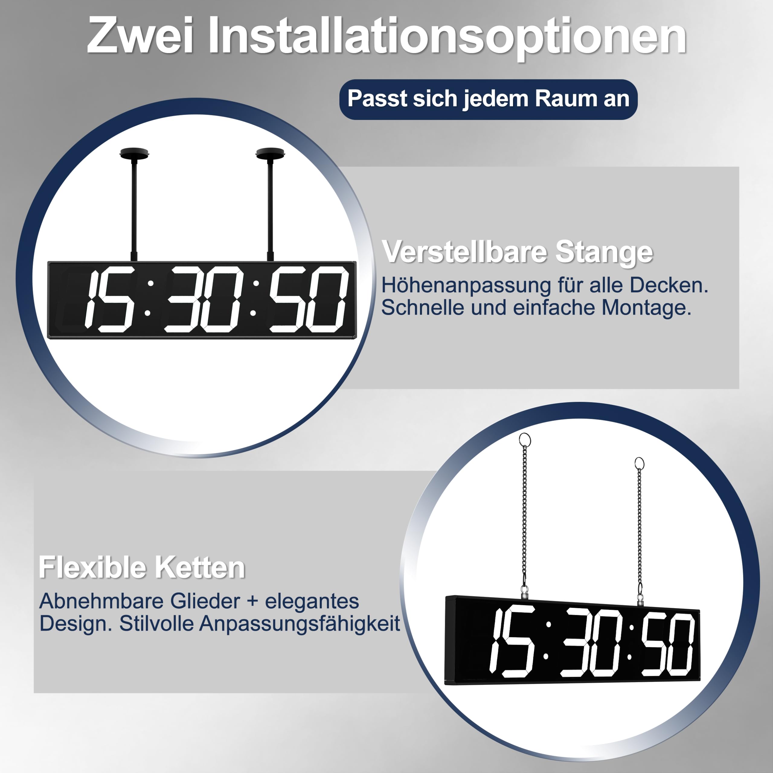 CHKOSDA 70cm Doppelseitige Digitale Wanduhr mit 50m Sicht & Fernbedienung