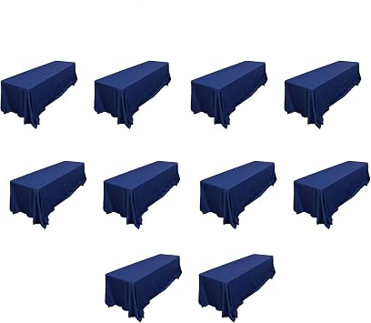 EventStable 90 x 156-Inch Rectangle Navy Tablecloth - 100% Polyester Washable Tablecloth for Wedding Party Dinner - Outdoor Camping Tablecloth for Picnic Table - 10 Pack