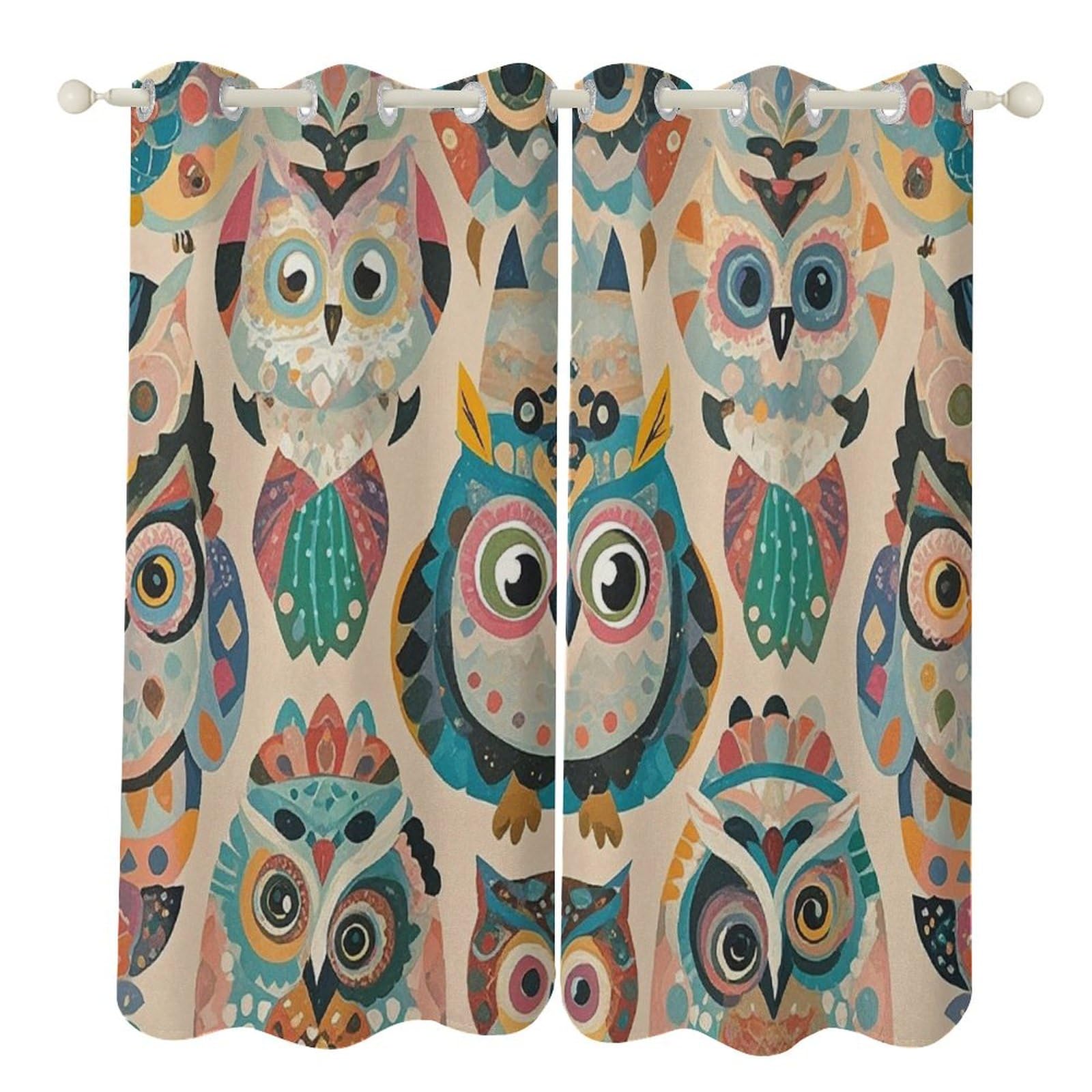 Rideaux occultants contre le froid et le vis-à-vis rideau chouette 132x213 cm