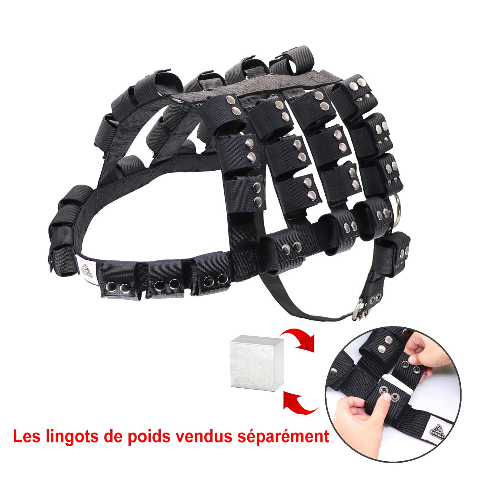 Arnés Antitirones para Perro Pequeño, Mediano y Grande - Chaleco Protector Militar con Bolsillos y Peso - Arnés Multifuncional