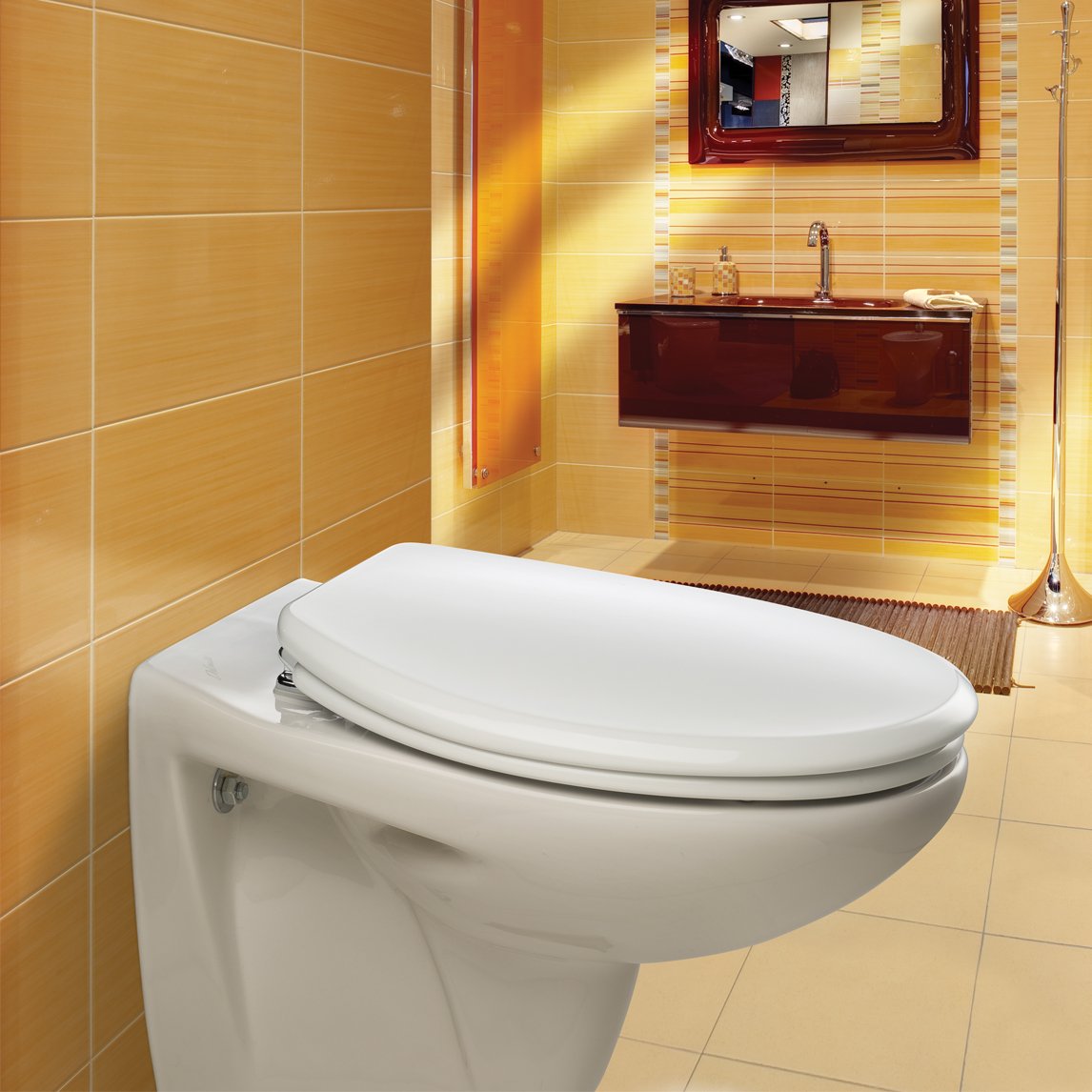 Bemis 4402CL Memphis STA-TITE Lunette WC en bois moulé avec STA-TITE Charnières chromées Silentium Blanc