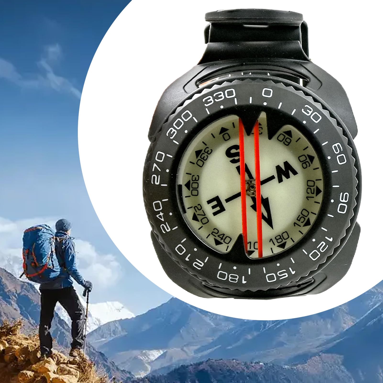 Dive Compass - Herramienta De Navegación Submarina | Reloj Brújula, COM-Pass Luminoso Preciso para Senderismo, Kayak, Orientación, Buceo, Supervivencia
