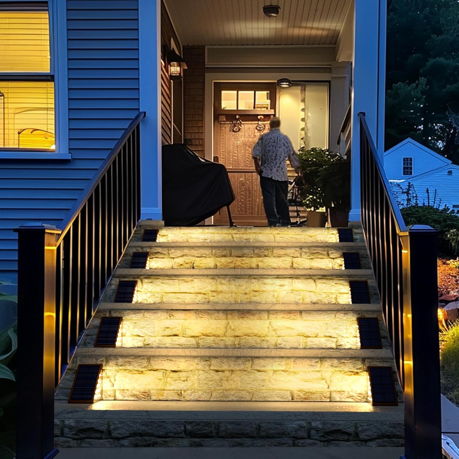 JOFIOS Solar Step Lights for Outside,4pack Solar Stair Lights Outdoor Waterproof IP67,Outdoor Deck Step Lights,Solar Outdoor Lights for Staircase,Patio,Front Step(Warm Brown)