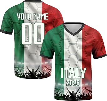 2026 Personalised Football Shirt for Boys, Custom Name & Number Breathable Quick-Dry Football Kit, for Training and Match