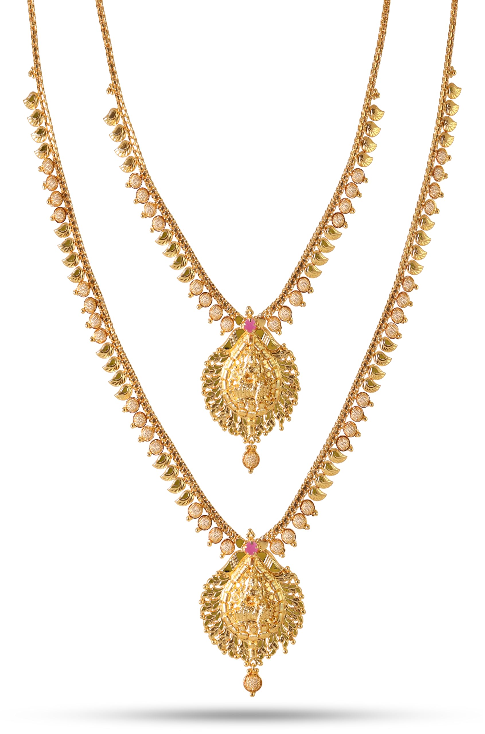 CUTE GOLD One Gram Micro Gold Plated Traditional South Indian Fashion Jewellery Stylish Ruby Emrald Stone Long Haram Set for Women & Girls(HS010) (B0CR166YN6) Amazon Price History, Amazon Price Tracker