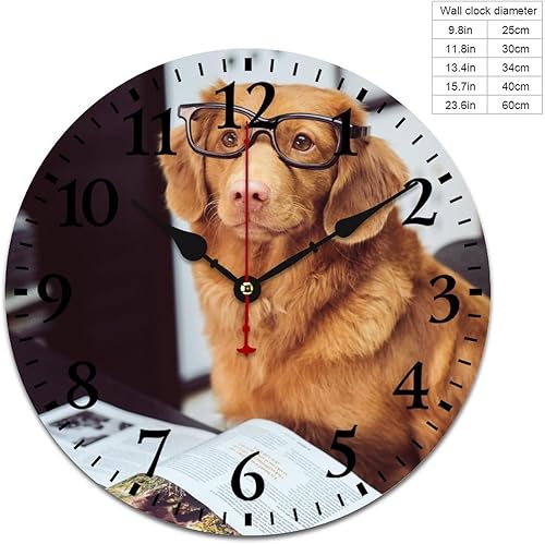 Miniatura 2 de Golden Retriever - Reloj de pared de madera para mascotas, perros y gatos, 12 pulgadas, silencioso, sin tictac, decorativo, lindo reloj de animal,