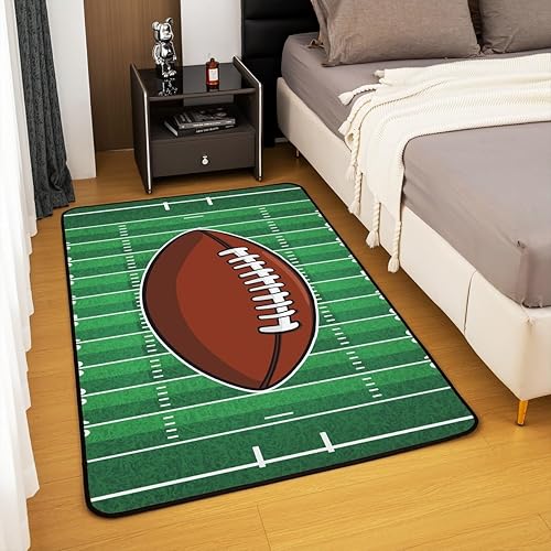 Miniatura 4 de Alfombras de fútbol americano para niños, sala de estar, dormitorio, patrón de pelota de rugby, alfombras de sala de estar para dormitorio, alfombra