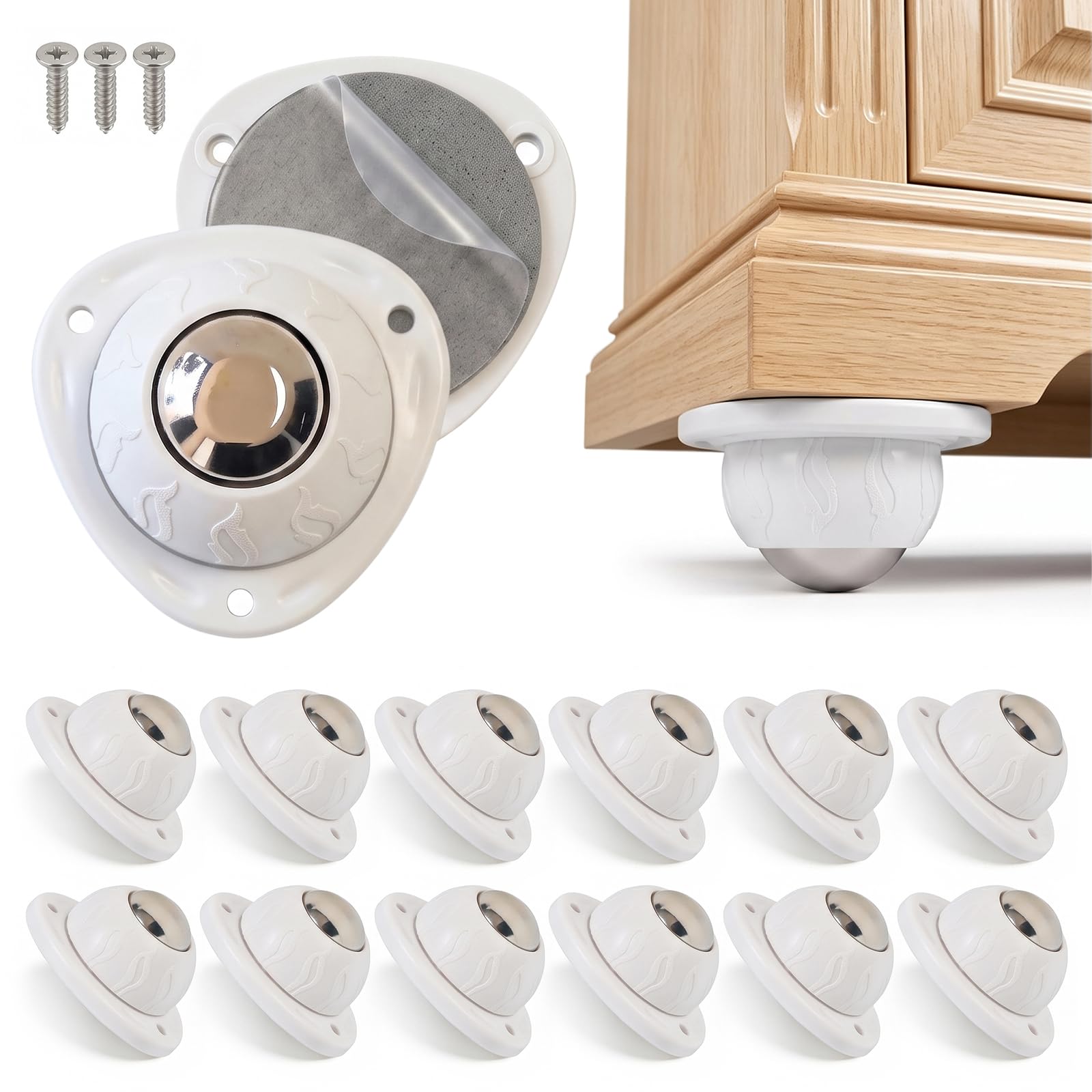 Heavy Duty Furniture Casters - Stick-On Wheels -13