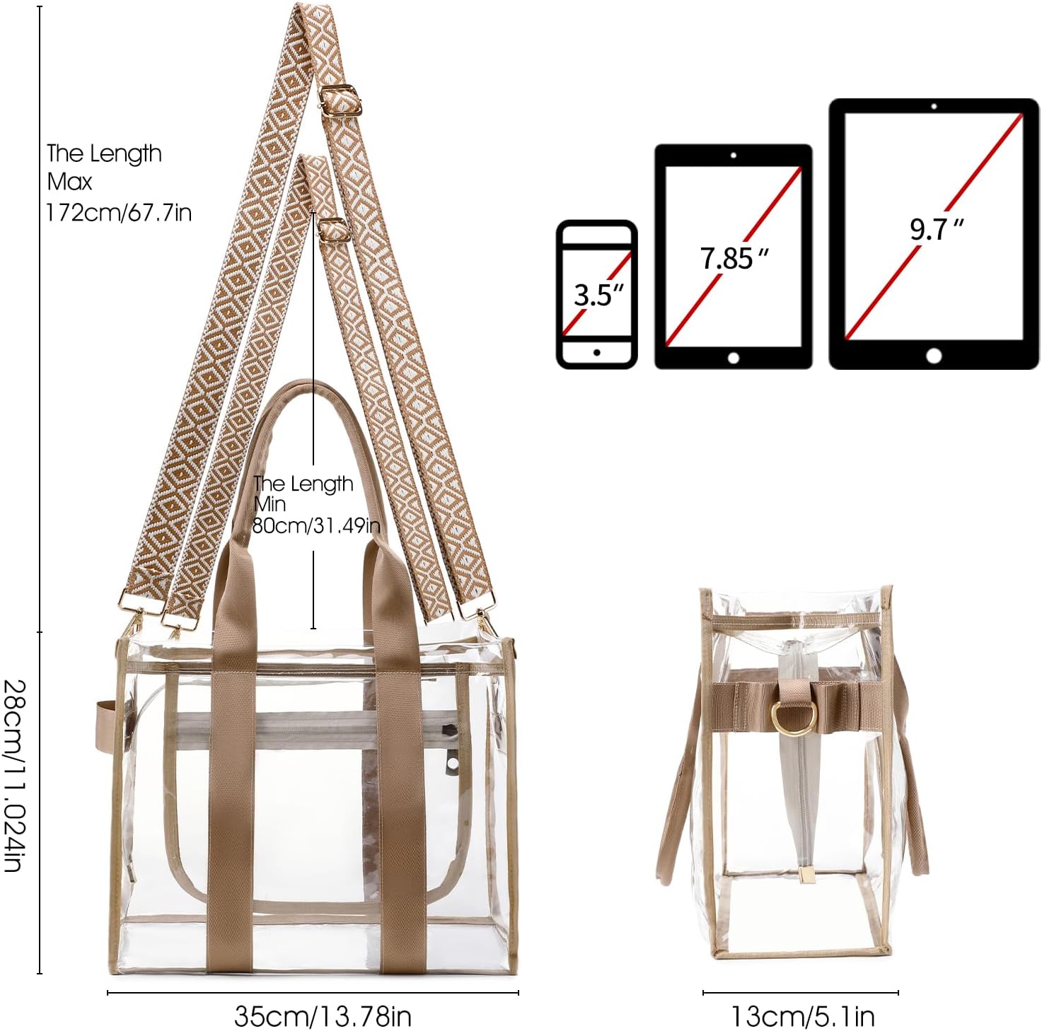 Clear Bags for Women Tote Bag, Crossbody Bag, Stadium Approved Clear Purse for Sports Events, Concert, Work & Beach - Image 4