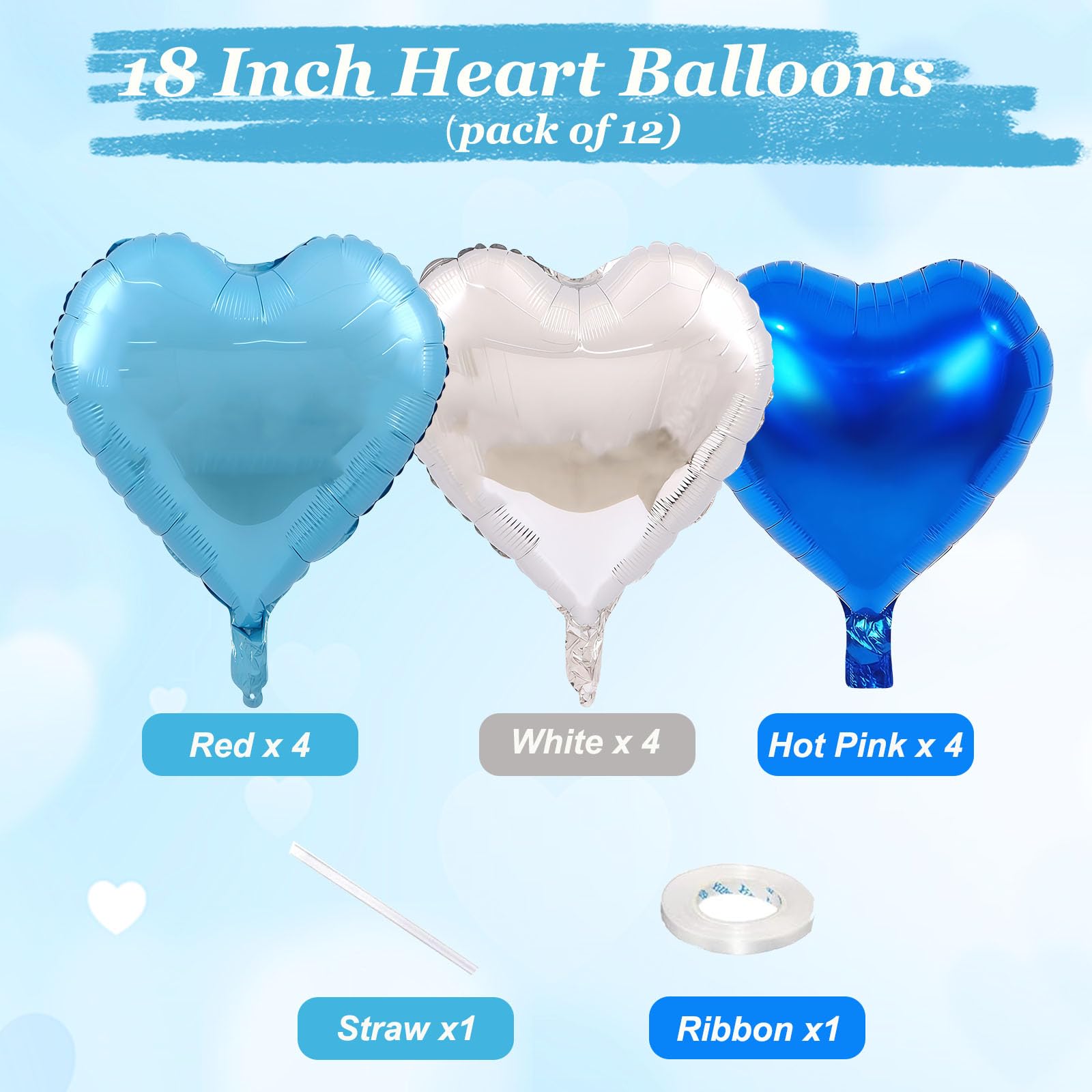 25 Stück Herz-Folienballons 18 Zoll (ca. 46 Cm) – Farbverlauf Blau, Für Helium Oder Luft, Perfekt Für Geburtstag & Valentinstag