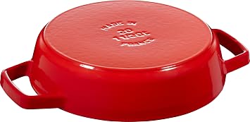 Staub 40511-661 Double-Handed Frying Pan, Cherry 7.9 inches 20 cm, Skillet, Two-Handed, Casting, Enamelled, Induction Compatible, Double Handle Frying Pan
