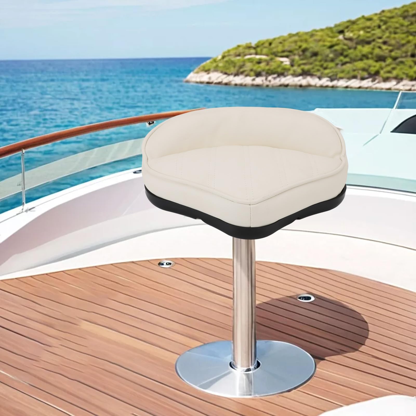 Asiento de Fundición de Pesca, Silla de Tope, Pro Lean con Cuero de PVC y Espuma de Memoria para Cubierta de Bote, Pontón, Barcos, Instalación Fácil con Tornillos