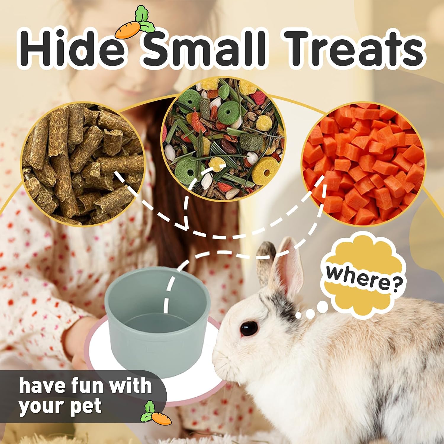 16 Pcs Stacking Cups for Rabbits, Colorful Bunny Toys for Rabbits and Small Animals, Nesting Rabbit Toys of Different Sizes, Bunny Stacking Cups for Hiding Food and Playing image 4
