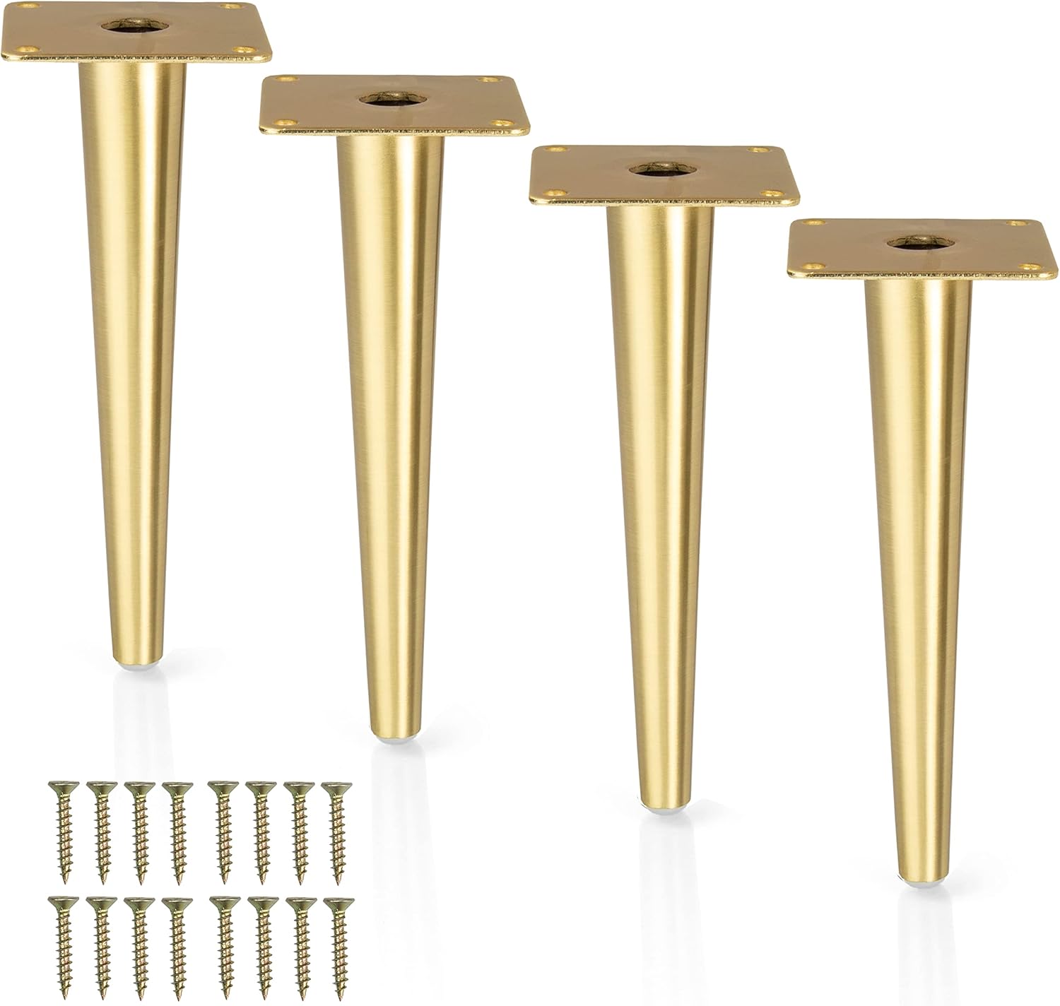 Ilyapa Tapered Metal Furniture Leg - Set of 4 Gold 6 Inch Tapered Replacement Furniture Feet for Sofas, Chairs, Tables