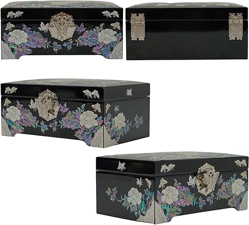 Miniatura 4 de February Mountain Caja organizadora de joyas de nácar con bandeja para anillos, regalos para mujeres, regalo único para mujeres que lo tienen todo