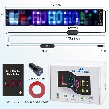 Programmable Led Sign, Devil Truck Wink Eyes Sticker, Scrolling Message Shop Signs Flexible Digital Display Matrix Panel DIY Custom Text Graffiti Animation for Store Car Bar Hotel Advertising