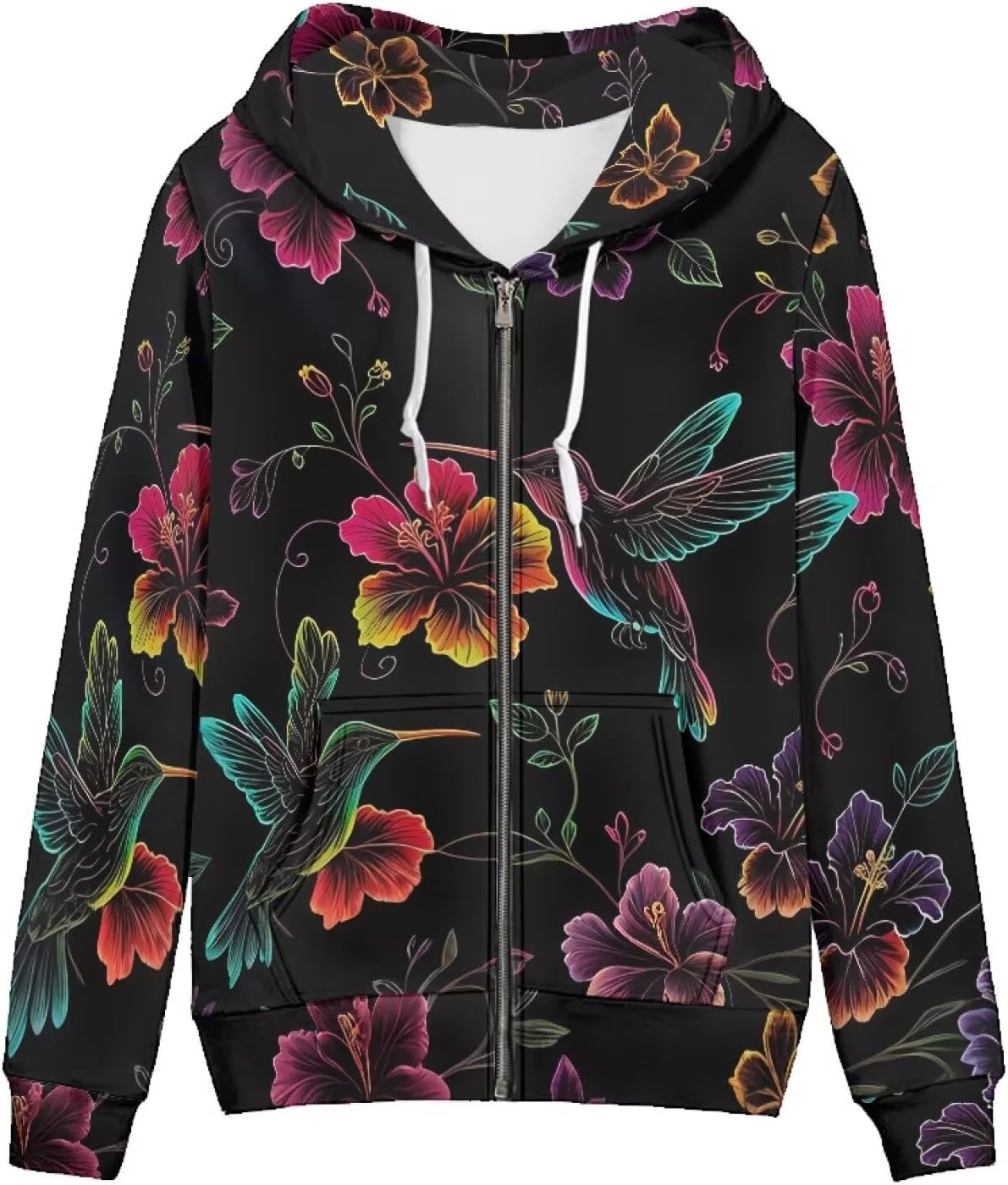 Irisjudy Womens Zip-up Hoodie with Kanga Pocket(XS-5XL),Cactus,Sunflowers,Butterfly Long Sleeve Sport Shirts Shell Jackets - Image 6