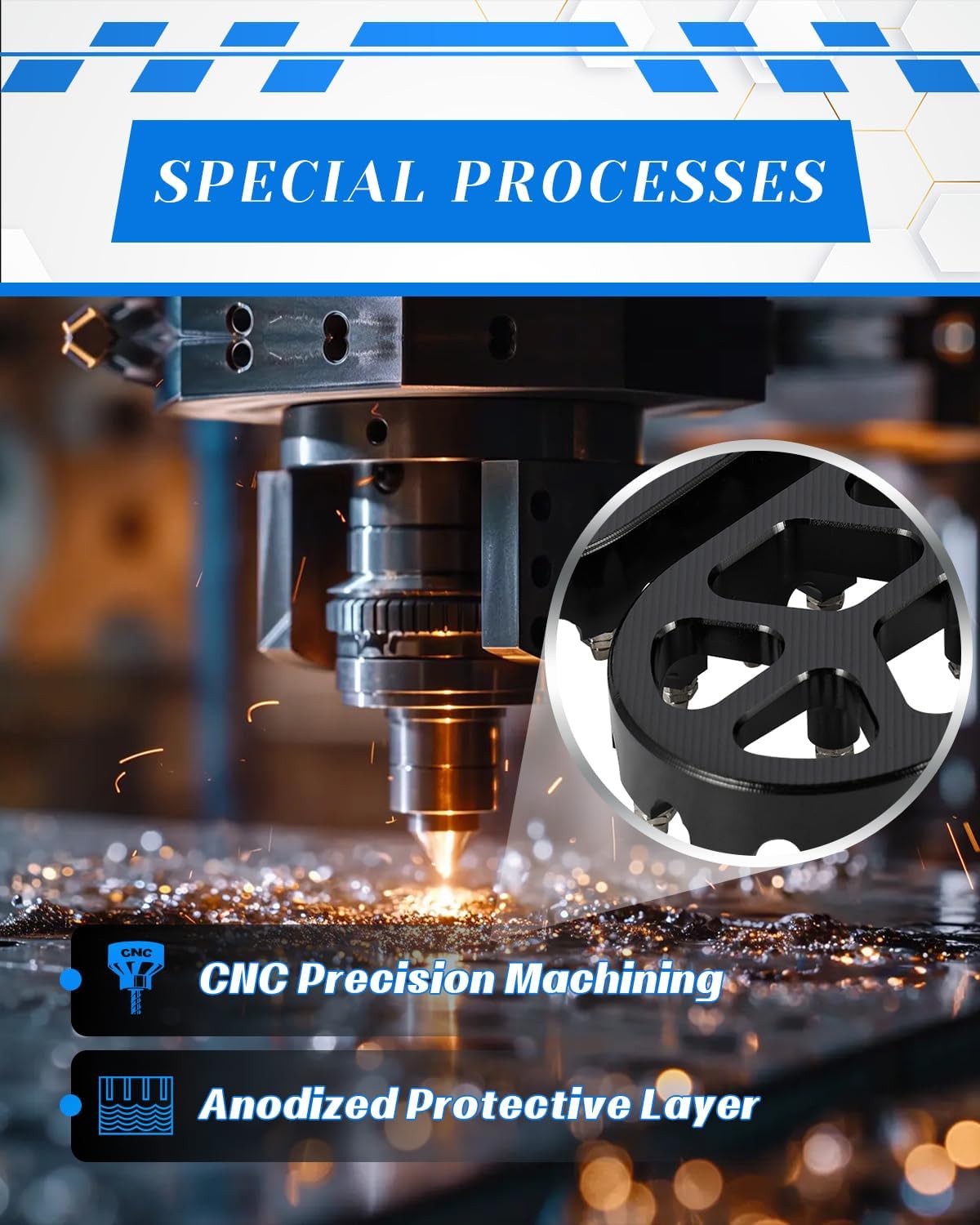 Motorcycle Foot Pegs Pedal Rest Footpeg for Tenere 700 2021-2024 ADV, Knight Black