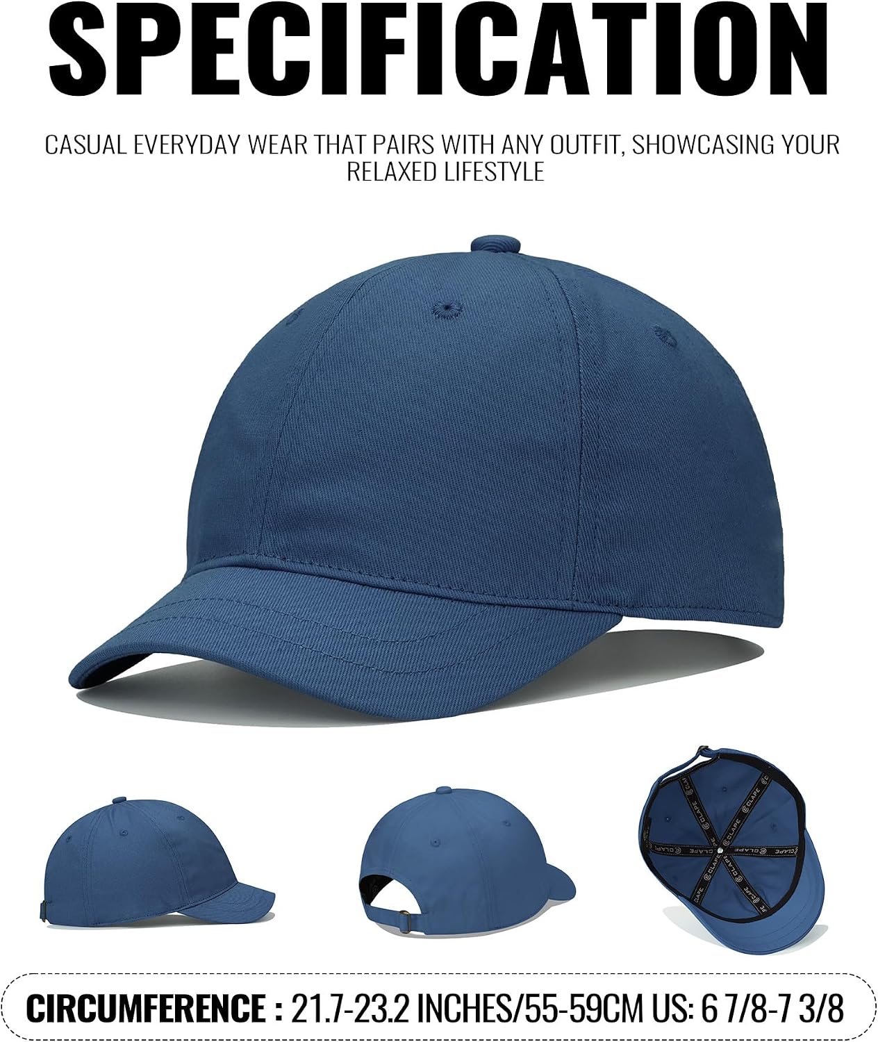 Croogo Short Brim Baseball Cap Unstructured Cotton Dad Hats Work&Outdoor image 3
