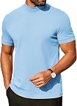 COOFANDY Mens Mock Turtleneck Shirts Casual Premium Cotton Short Sleeve Shirt Basic Half Neck T-Shirts
