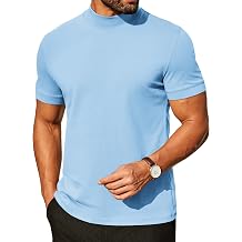COOFANDY Mens Mock Turtleneck Shirts Casual Premium Cotton Short Sleeve Shirt Basic Half Neck T-Shirts