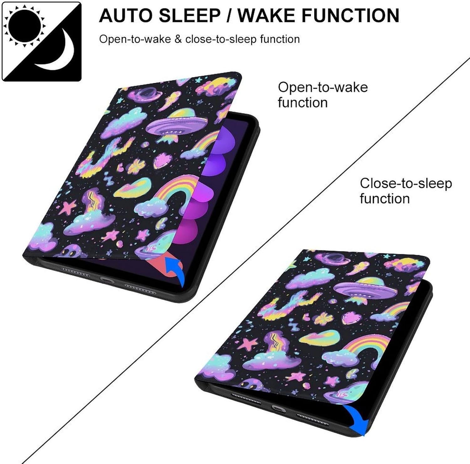Aliens Neon Rainbow Fashion Case Protective Cover Adjustable Stand Mini6 (8.3in)