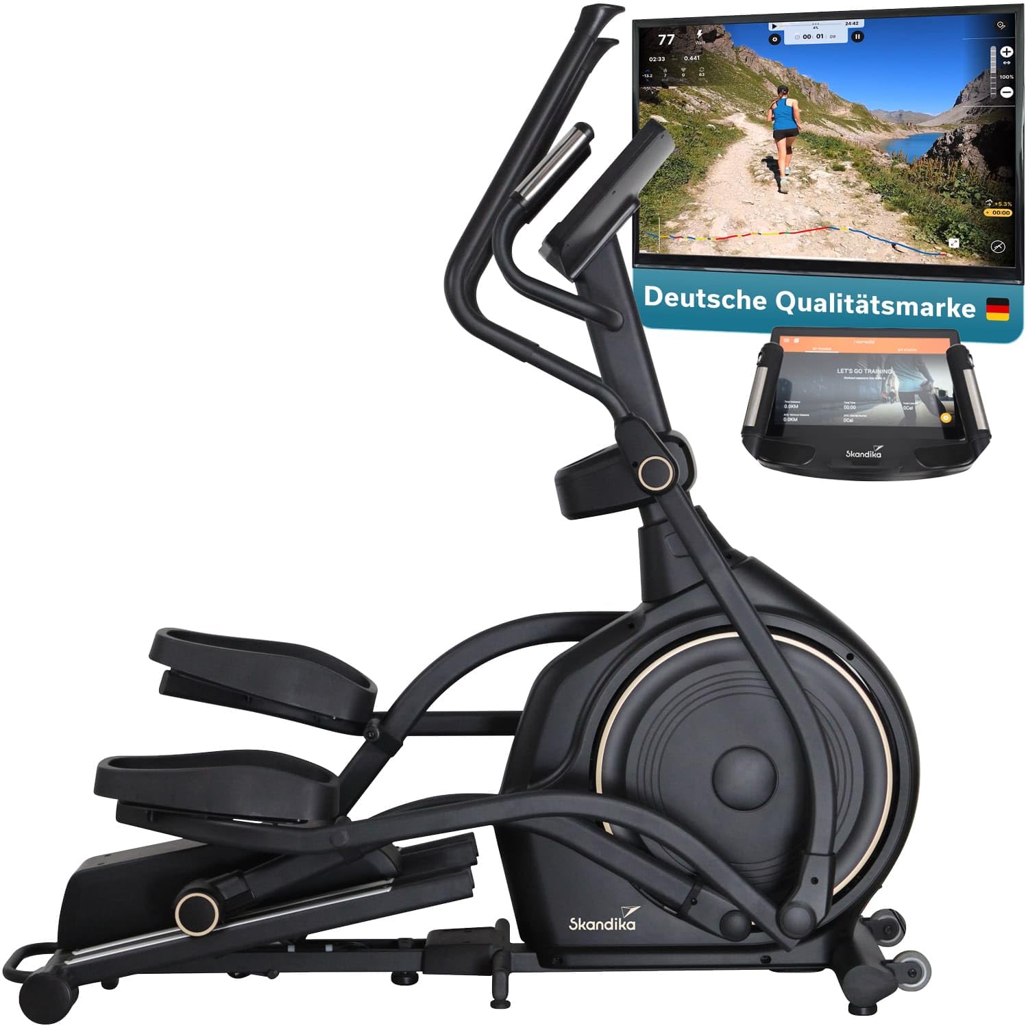 Skandika Crosstrainer Carbon P26-S P30-S Ellipsentrainer mit Steigung bis 150 kg 32 Widerstandsstufen Bluetooth App kompatibel