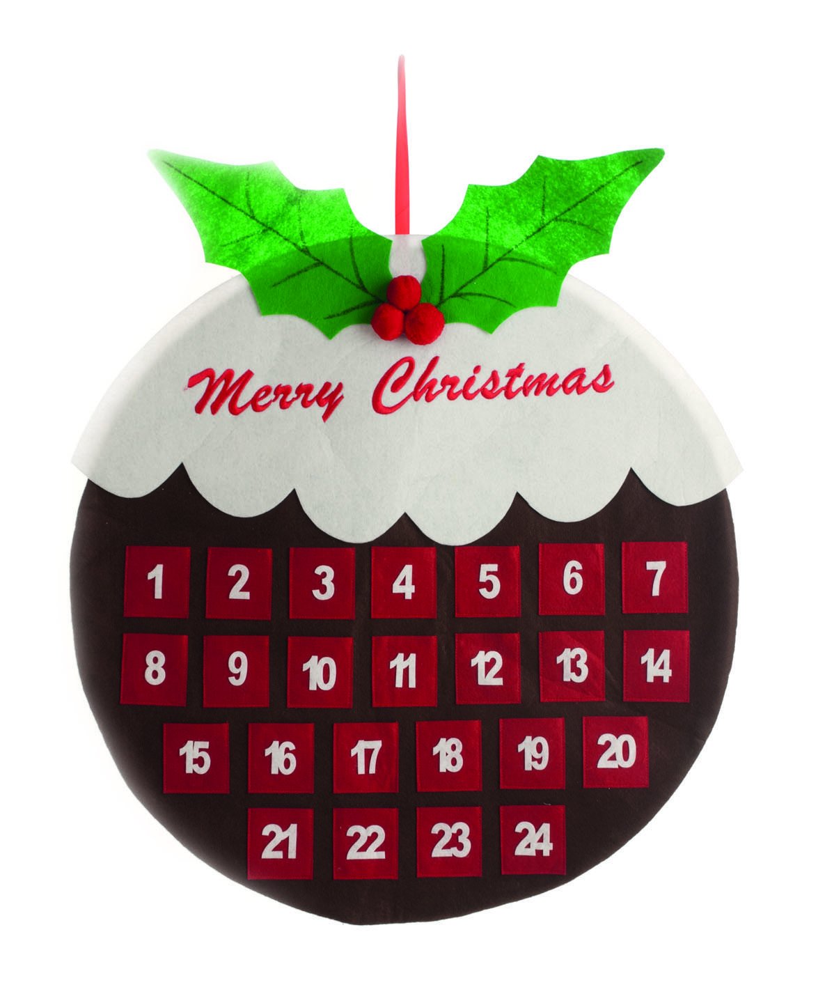 FESTIVE PRODUCTIONS Christmas Pudding Felt Wall Advent Calendar, Multi-Colour, 42-Piece