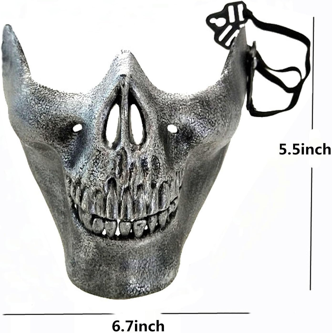 Soochat Halloween Skull Skeleton Mask Skull Face Mask Skeleton Half Face Mask for Cosplay Masquerade Party Costume Accessory (Silver)