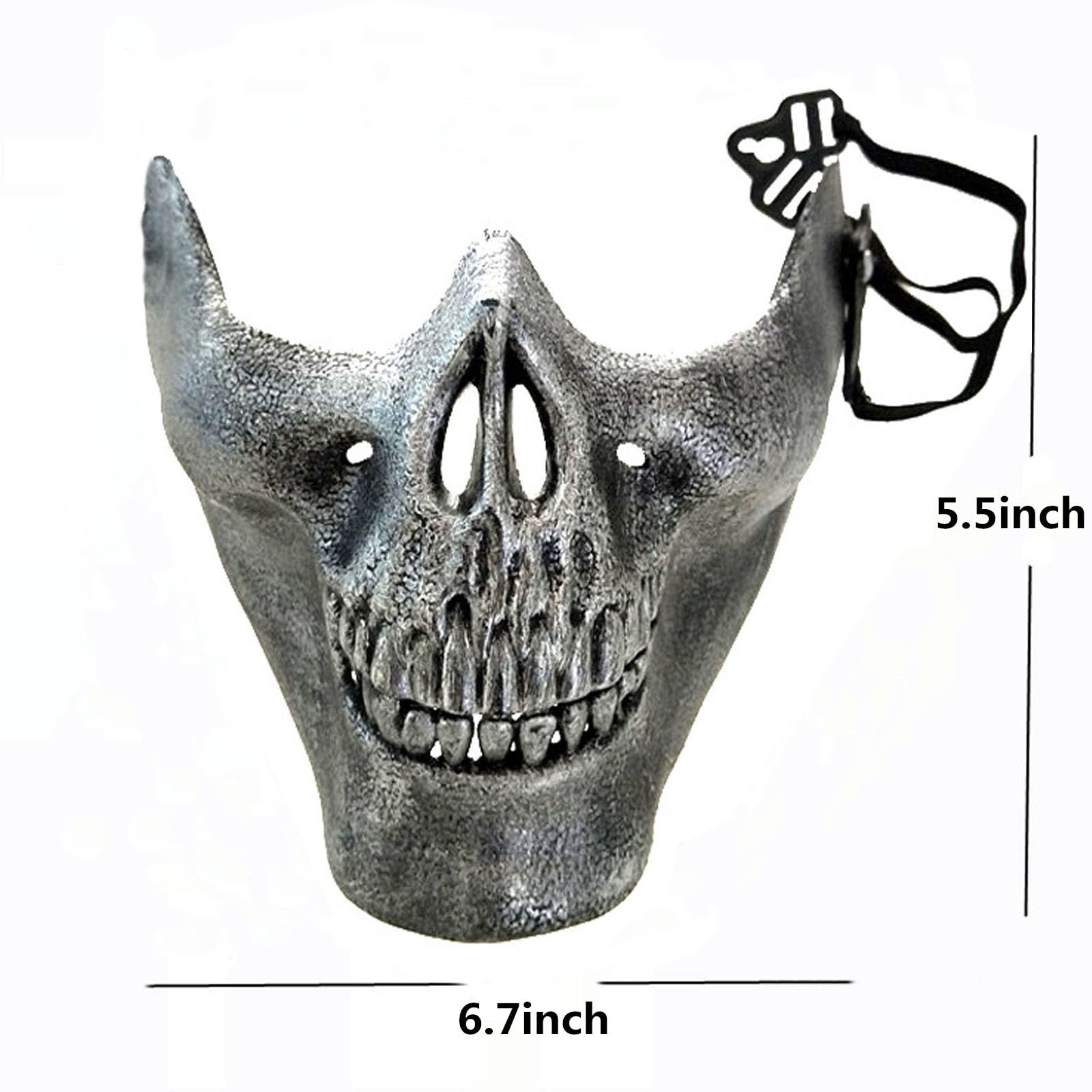 Soochat Halloween Skull Skeleton Mask Skull Face Mask Skeleton Half Face Mask for Cosplay Masquerade Party Costume Accessory (Silver)