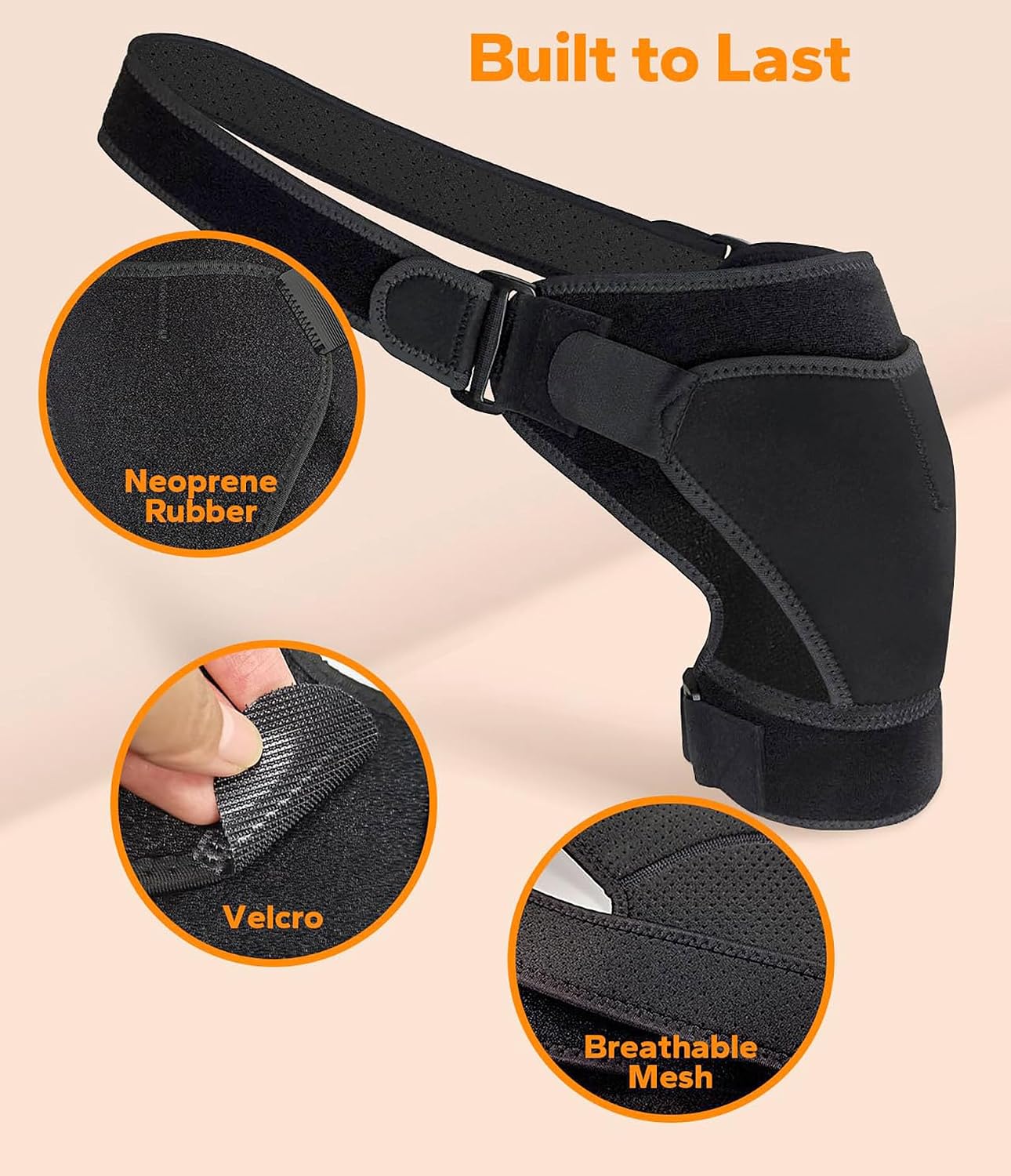 Yansanido Large Size Shoulder Brace, Black Adjustable Size Shoulder Support for Spoorts and Pain Relife (Black)