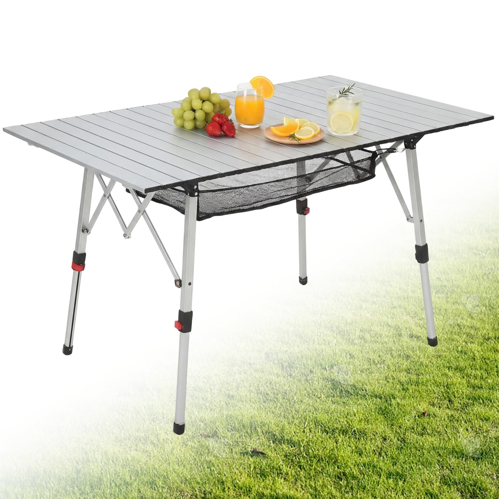 HAUSPROFI Campingtisch Klappbar Aluminium Höhenverstellbar Falttisch mit Aufrollbarer Tischplatte Tragetasche & Netztasche für Camping Picknick Garten Balkon Outdoor, Model 2026