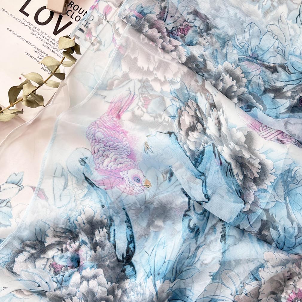 Pokeedioty Fashion Scarfs for Women Lightweight breathable Floral Pattern Sheer Scarfs Sun-proof Shawls Wraps image 5
