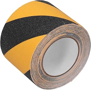 Rollo de Cinta de Precaución, Cinta Amarilla y Negra con Colores Brillantes Franja de Advertencia Antideslizante con Colores Brillantes para Pisos, Paredes y tuberías.