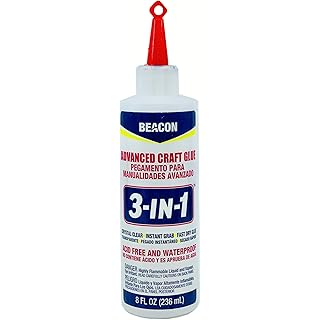 BEACON 3-in-1 Advanced Craft Glue - Fast-Drying, Crystal Clear Adhesive for Wood, Ceramics, Fabrics, and More, 8-Ounce