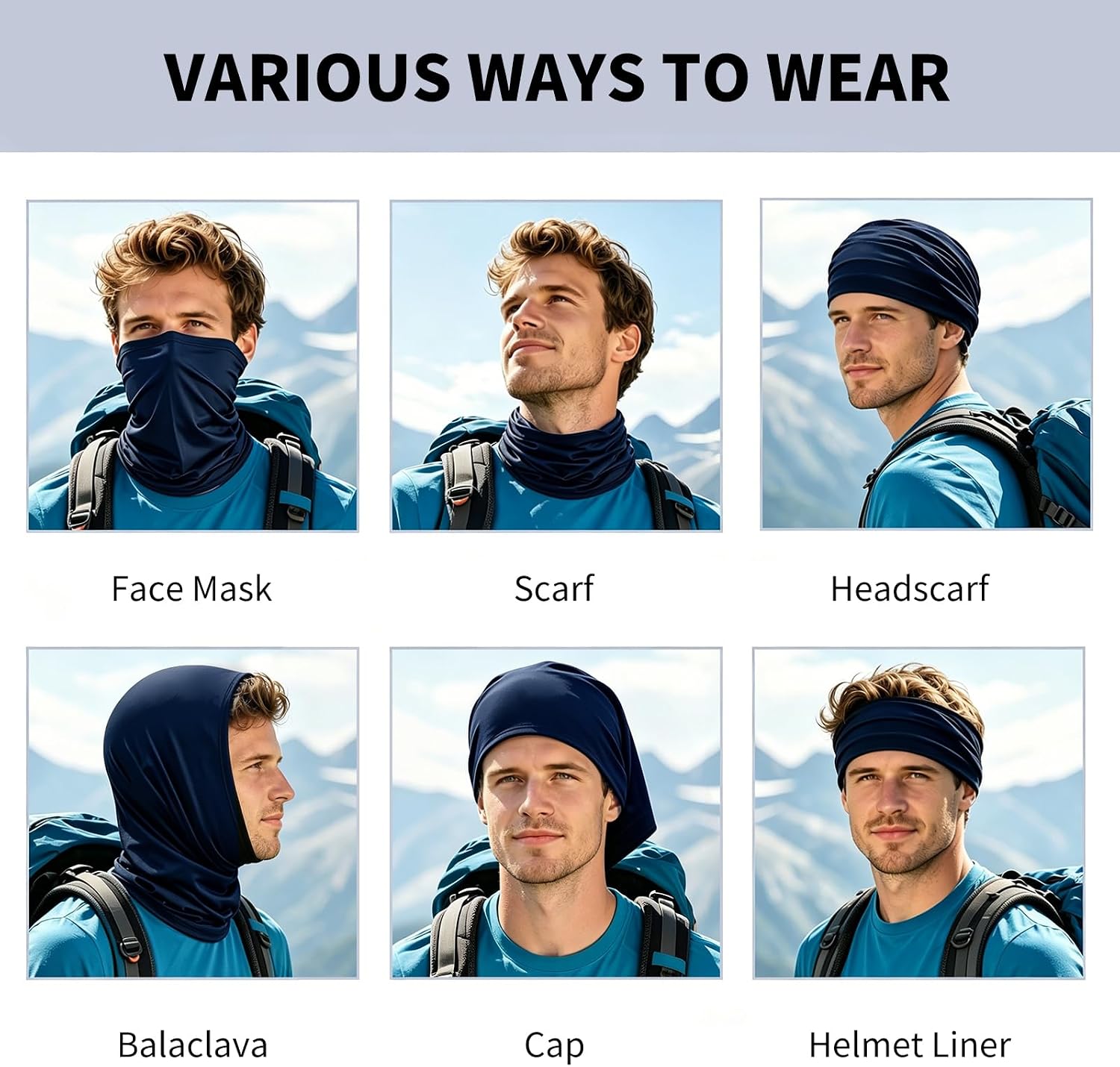 6 Pack Cooling Neck Gaiter Face Mask for Men Women Breathable Dust UV Protection Multifunctional Reusable Face Cover