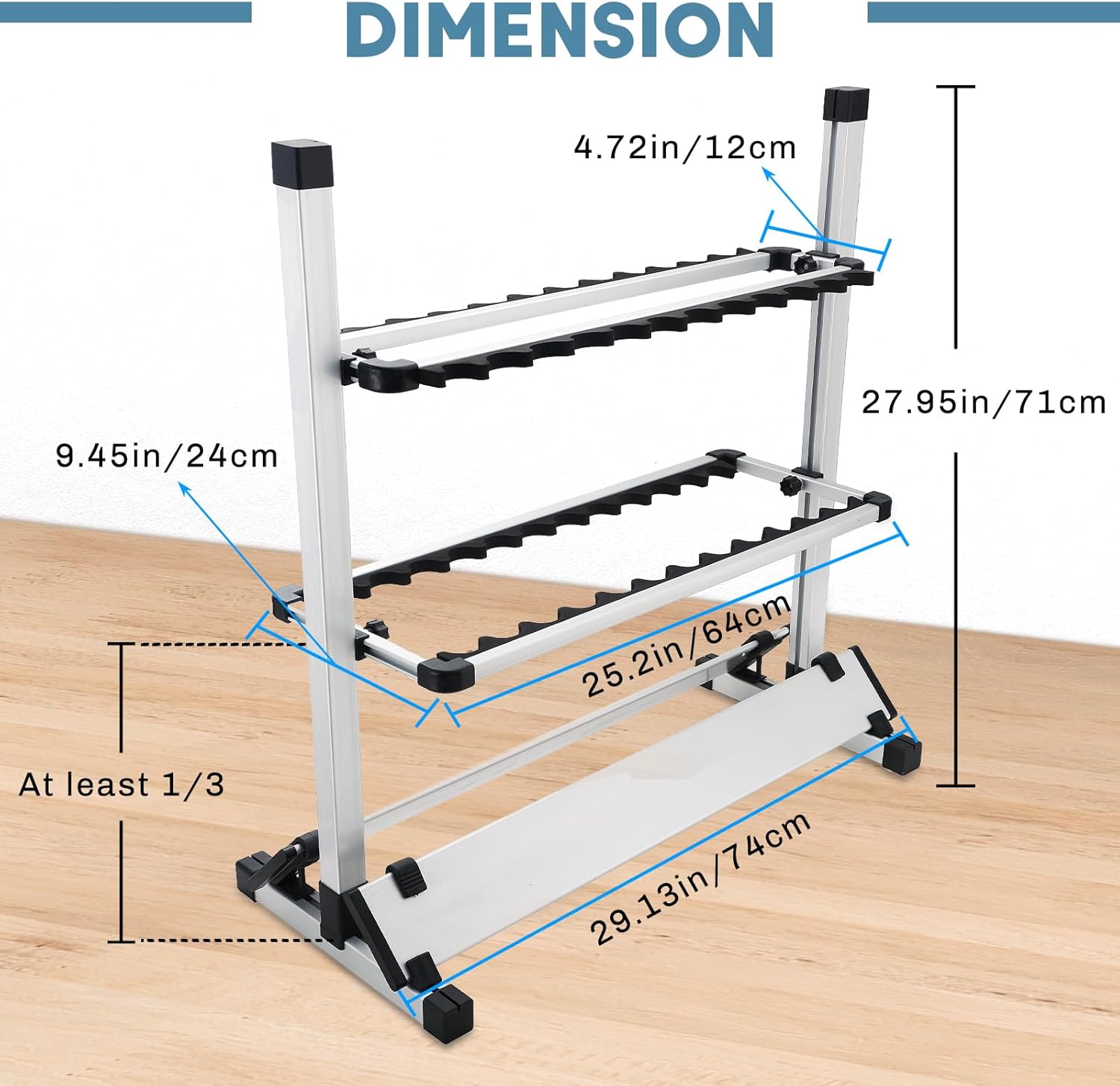 Fishing Rod Rack, Fishing Rod Organizer, Portable Fishing Rod Holder for All Poles, Hold 24 Rods, Aluminum Alloy Silver Black Rod Holder (24 Rods Rack)