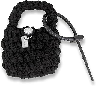 Sonix Knit Earbud Pouch | Crochet Keychain Storage Case Cover Bag Charm for AirPods with Removable Silicone Loop Accessory | Black