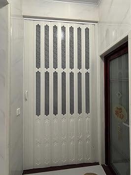 Plastic PVC Accordion Doors for Doorway, Interior Folding Doors Kits for Kitchen/Bathroom/Front Porch, Large Sliding Room Divider Gate 80 72 60 48 39 38 36 32 30 InchFrosted,WxH 44x80in111x203cm