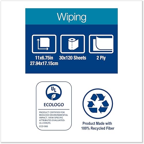 Miniatura 3 de Tork HB9201 - Rollo de toallas perforadas, color blanco, 11 x 6 3/4, 2 capas, 120/rollo, 30 rollos/caja