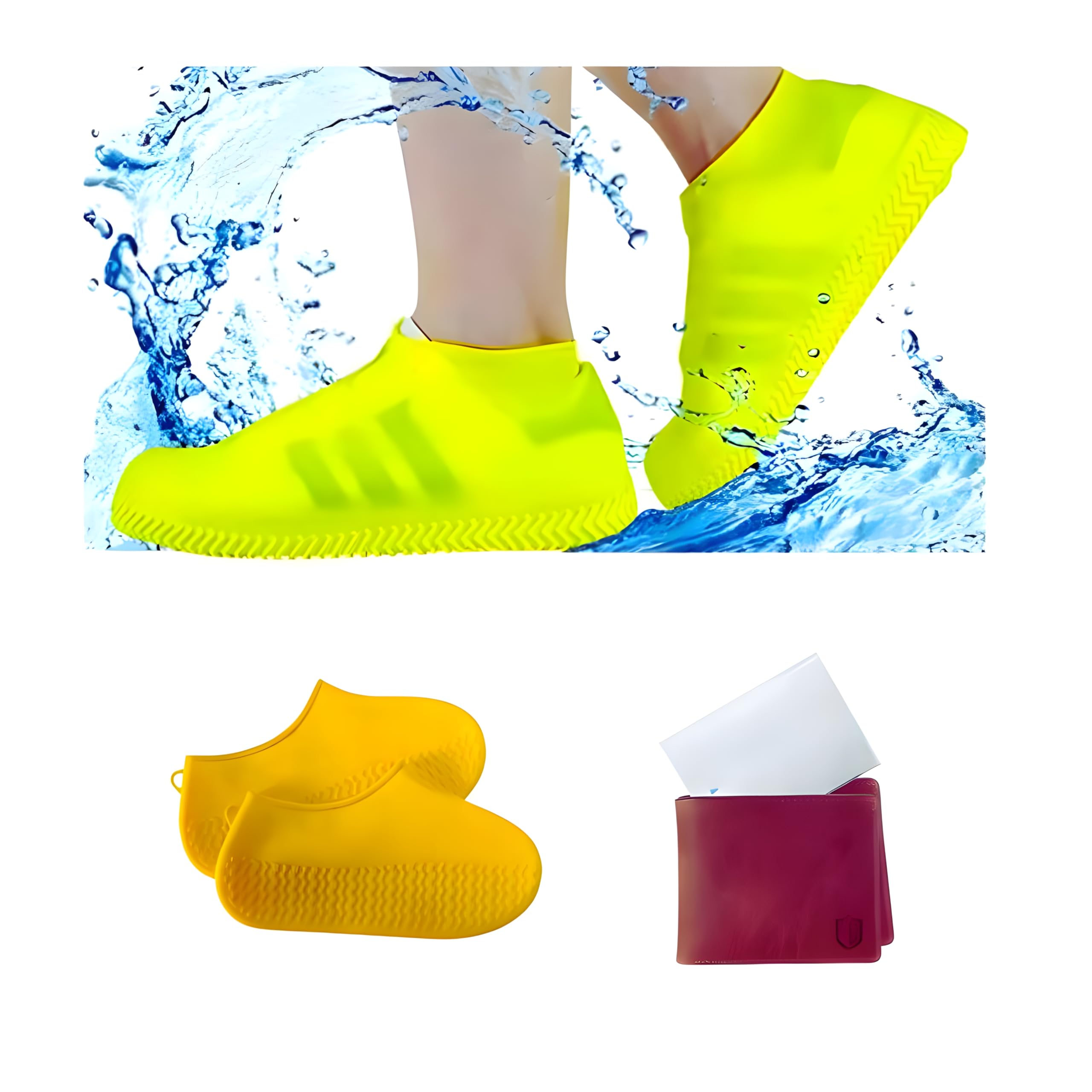 Bossket Rain Shoe Covers + Pocket Rain card | Emergency Rain Coat Waterproof, Reusable, Anti-Skid shoe cover made with Silicone | shoe cover Use For Rain, Travel, Gardening etc. | rain coat poncho fit in wallet | combo pack ideal use for in on the go (B0D7VHMZPN) Amazon Price History, Amazon Price Tracker
