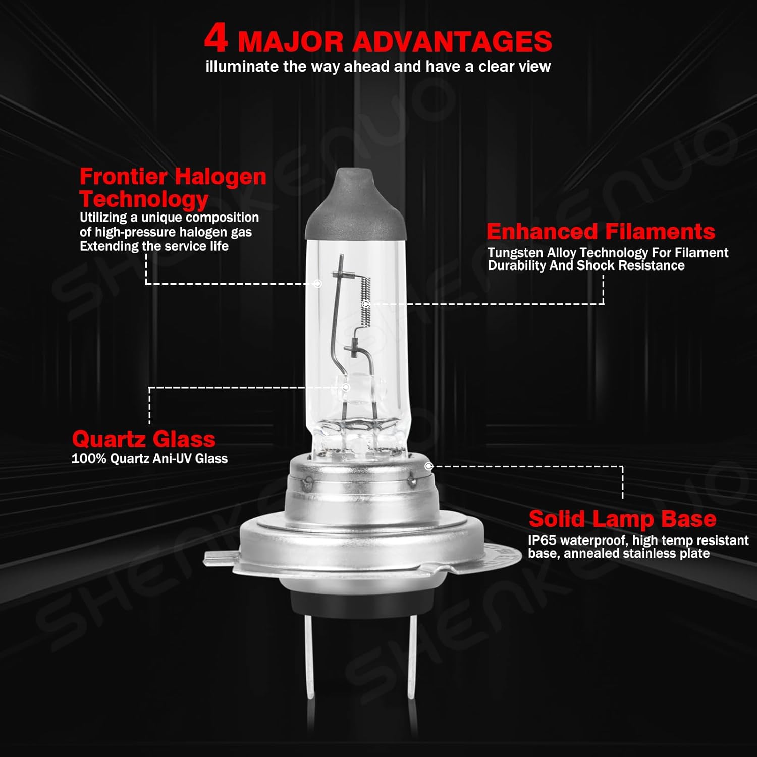 OQSNCV Fit for Hyundai Sonata 2011 2012 2013 2014 Halogen Headlight Bulbs, H7 High Beam + H7 Low Beam Headlamp Replacement Bulbs Kit, Pack of 4