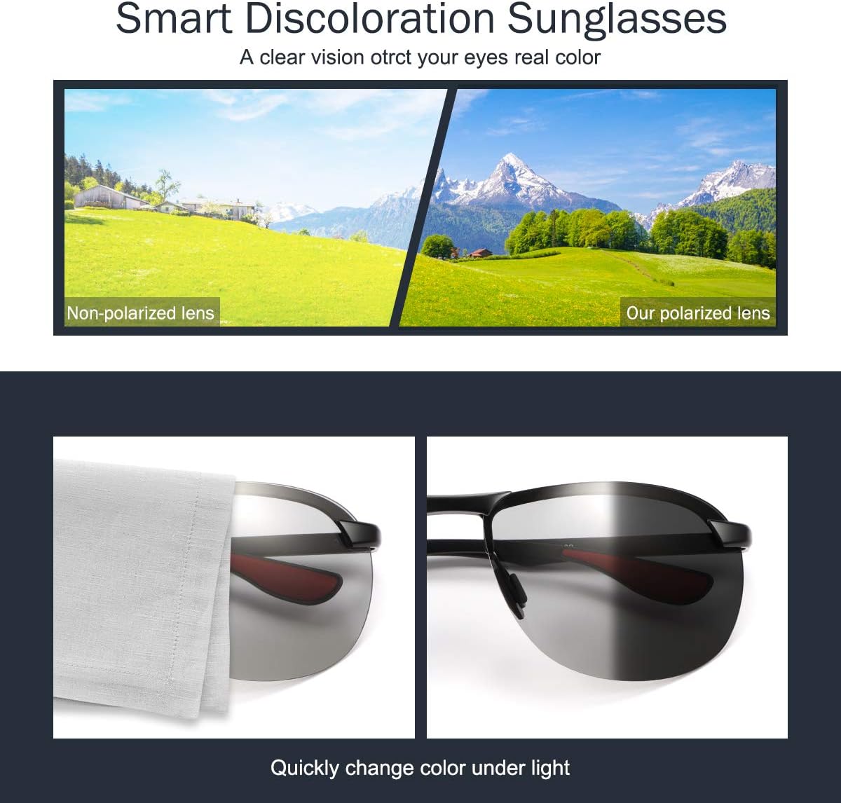 YIMI Polarized Photochromic Driving z87 Sunglasses For Men Women Day and Night safety glasses