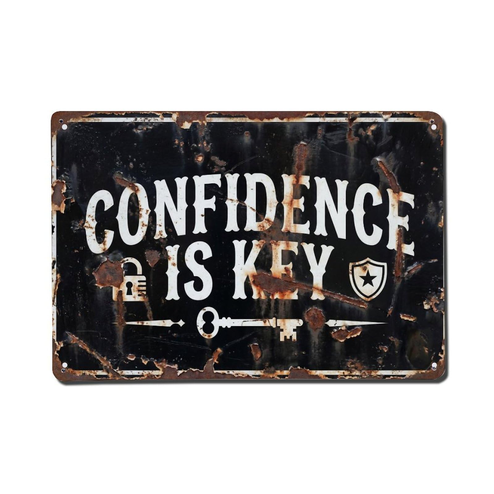 Confidence Is Key Success Retro Motivational Slogans Vintage Metal Tin Sign Wall Decor for Cafe, Club, Garden Metal Poster 8x12Inch
