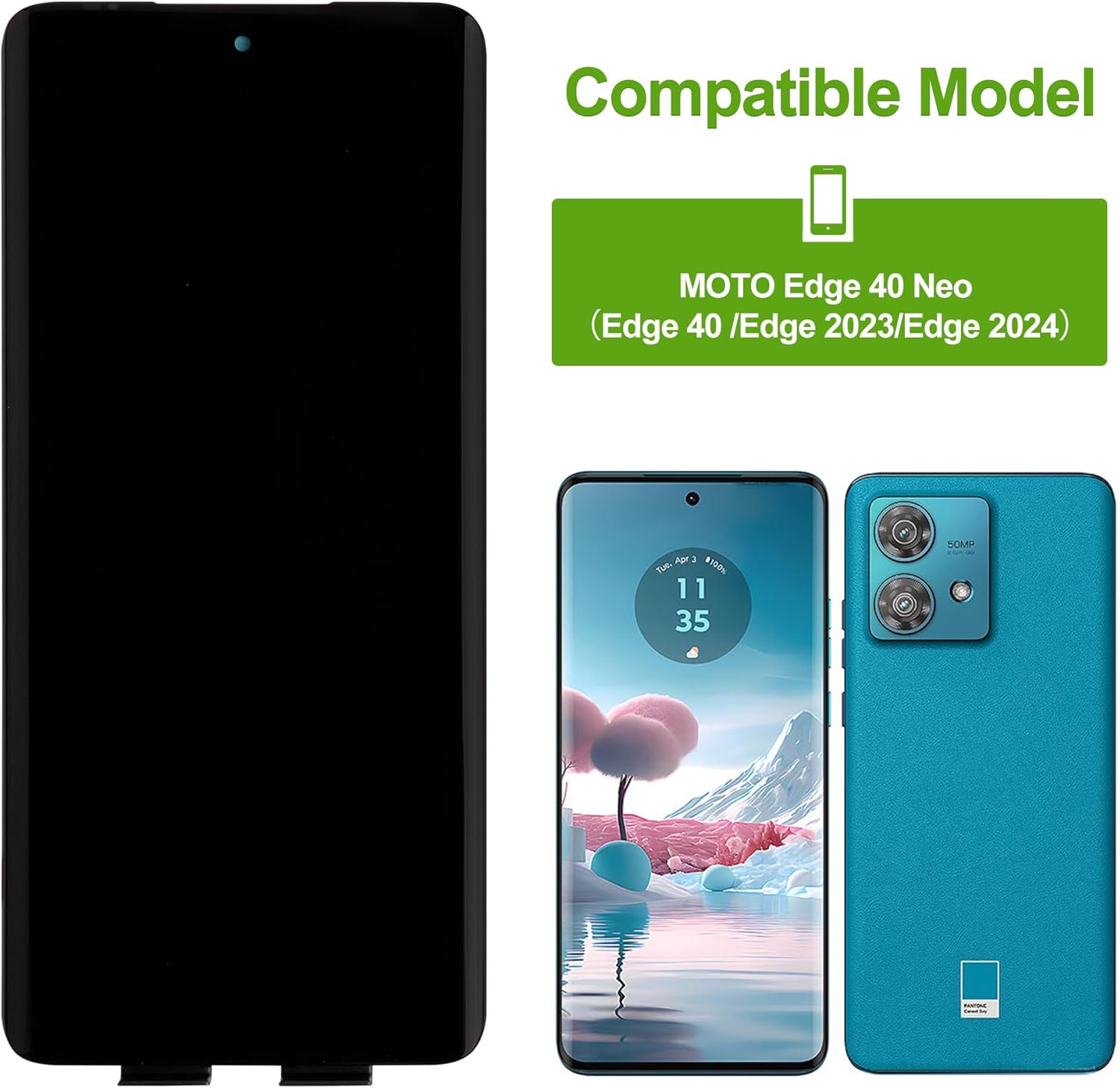LCD Display Replacement Compatible with Motorola Moto Edge 2023/XT2305 Edge 40 /Edge 40 Neo Touch Screen Digitizer Assembly with Repair Tools-6.6inch