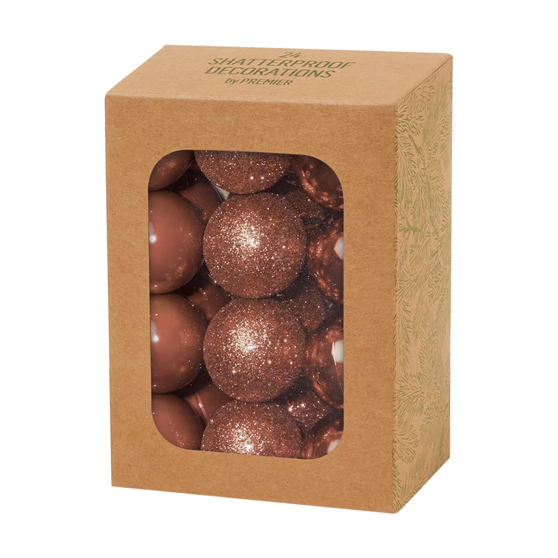 Widdle Gifts Brown 6790 Christmas Shatterproof Baubles 24 Pack 30Mm Tree Decoration - Glitter, Matte And Shiny (Brown 6790)
