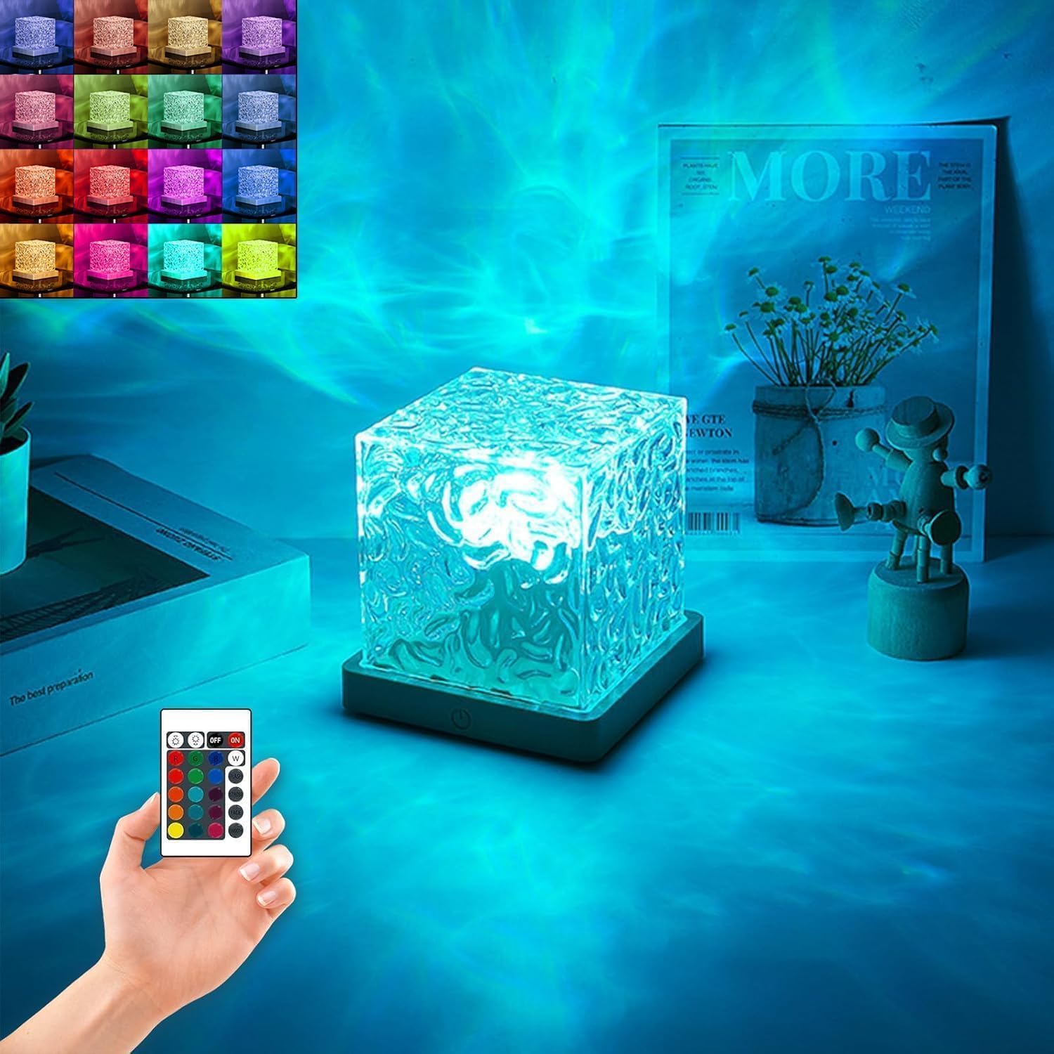 Northern Lights Projector, Ocean Wave Ceiling Projector, Midnight Aura Lamp Water Lamp with Remote Control, 16 Colors Wave Night Light for Room Decor