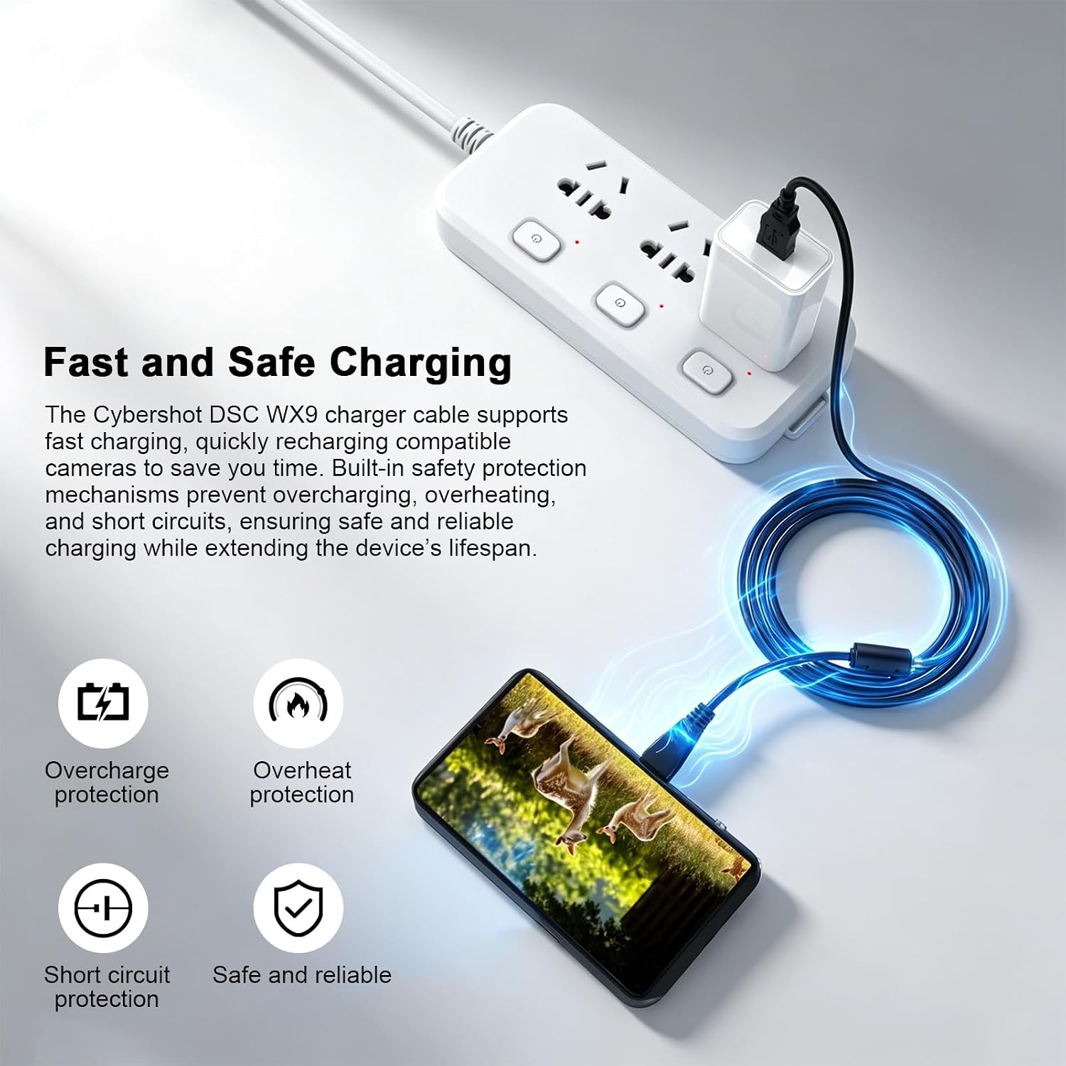 VMC-MD3 Cable Compatible with Sony Cyber-Shot DSC-W350 W360 W380 W390 W560 W570 WX7 WX9 WX30 H70 TX100 TX66 Digital Camera, VMC-MD3 USB Cable for Laptop, PC, 4.9ft
